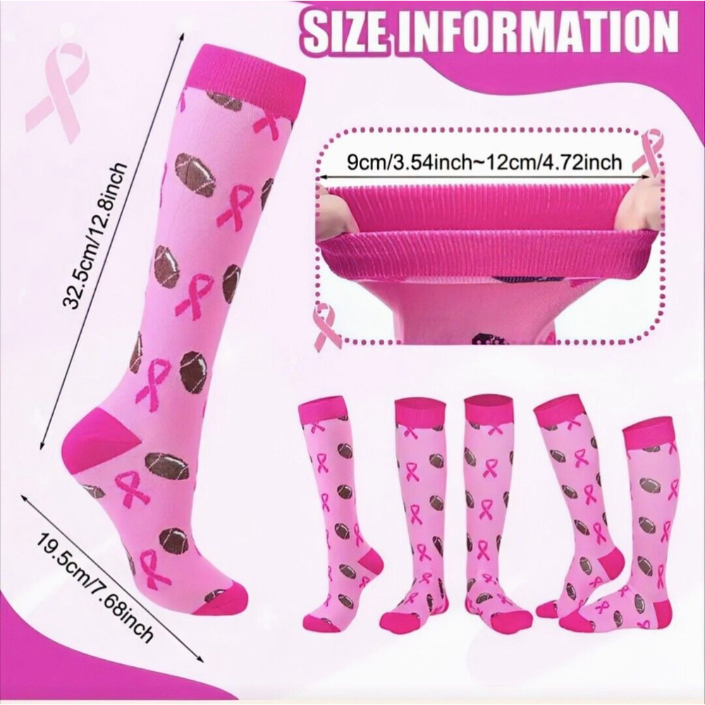 Socks 2 Pair Compression Neuropathy Barbie Pink Ribbon Knee High Socks